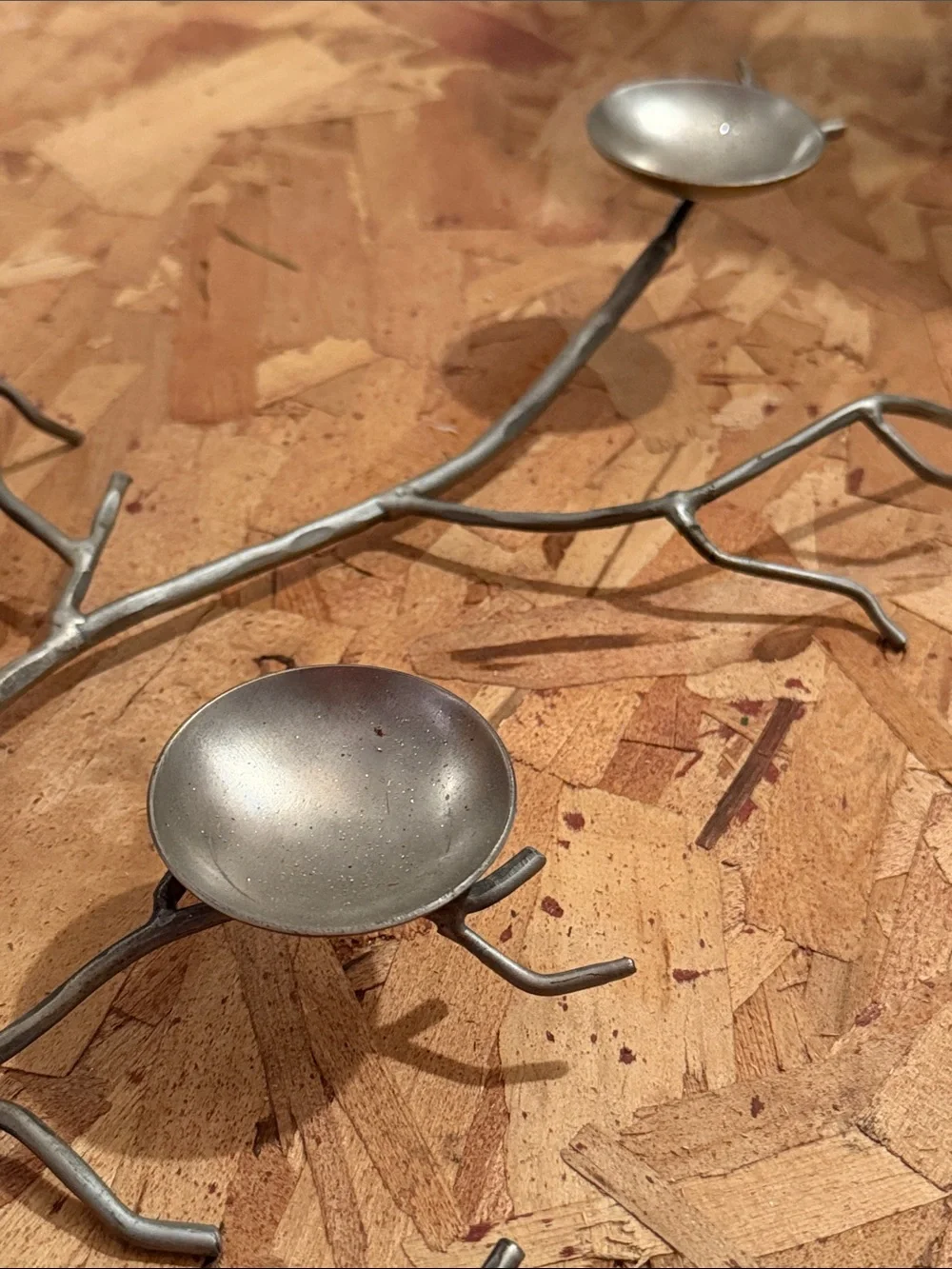 Crate&Barrel Metallic Silver Branch Candle holder